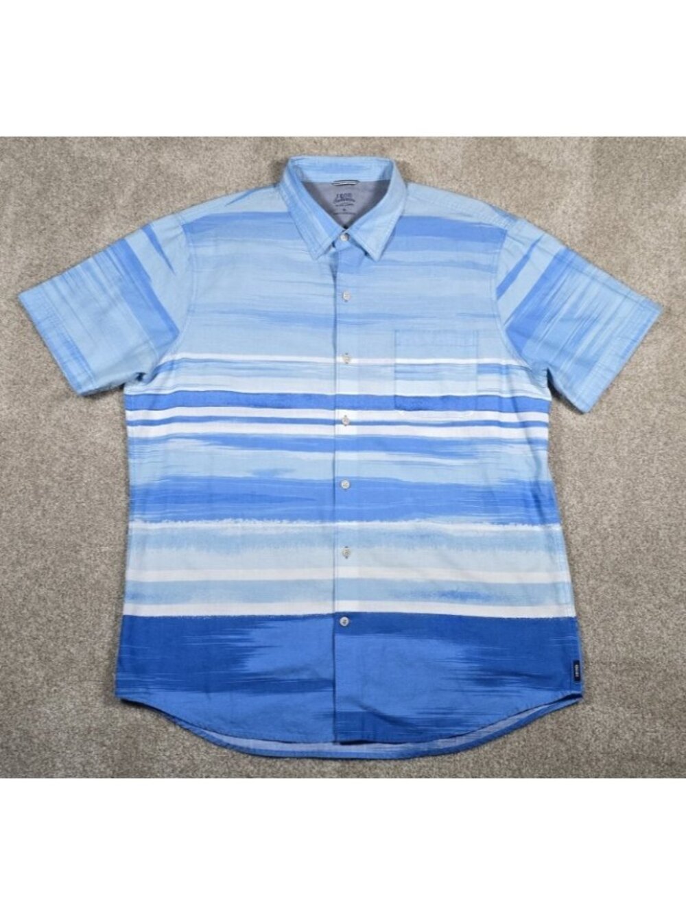 IZOD Saltwater Relaxed Classics Ocean Blue Short Sleeve Button Down Shirt Men XL